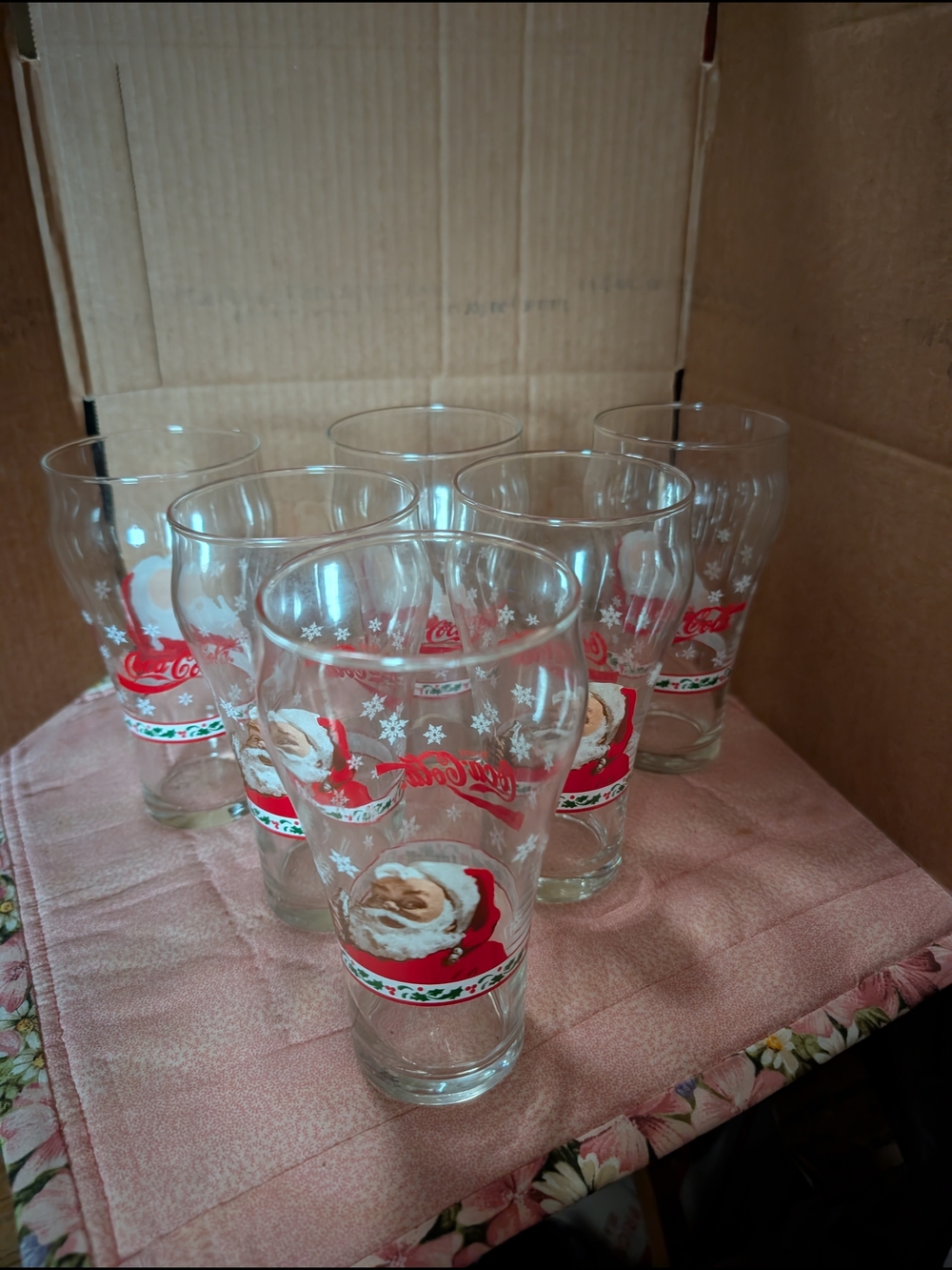 Coca Cola Red Santa Holiday Pint Glasses - Set of 6